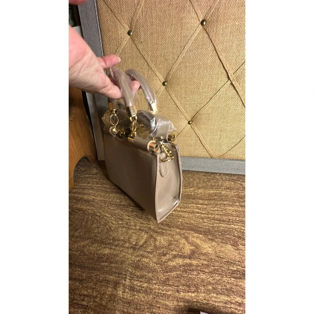 NWT Bebe Nola Mini Satchel with Credit Card Organizer—Light Taupe